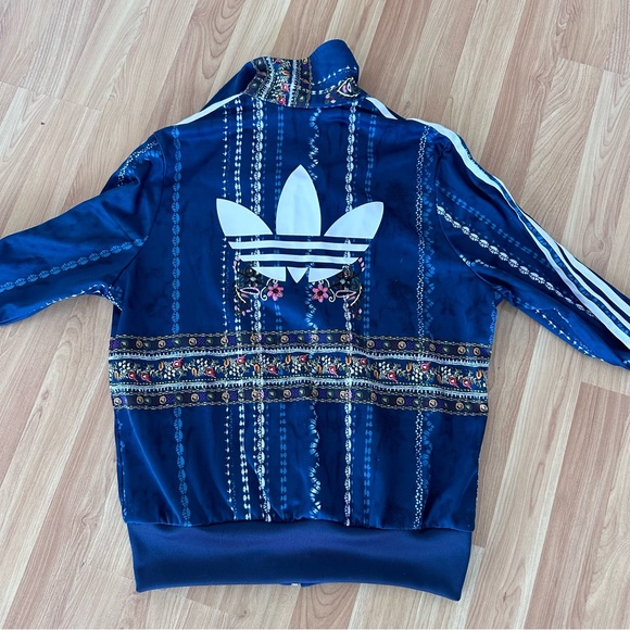 Adidas Blue Gold Paisley Floral All Over Print Track Jacket - L - Picture 5 of 5
